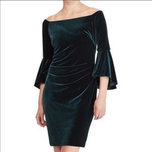 Ralph Lauren | Bell sleeve velvet dress green